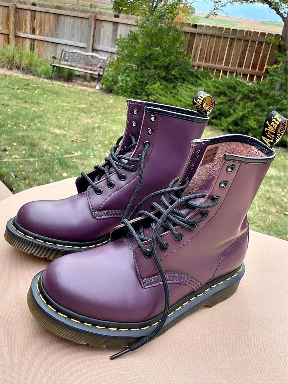 Dr. Martens 1460 Leather Combat Boots Purple US 8 - Picture 2 of 12